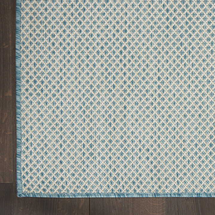 8' X 10' Aqua Geometric Power Loom Area Rug