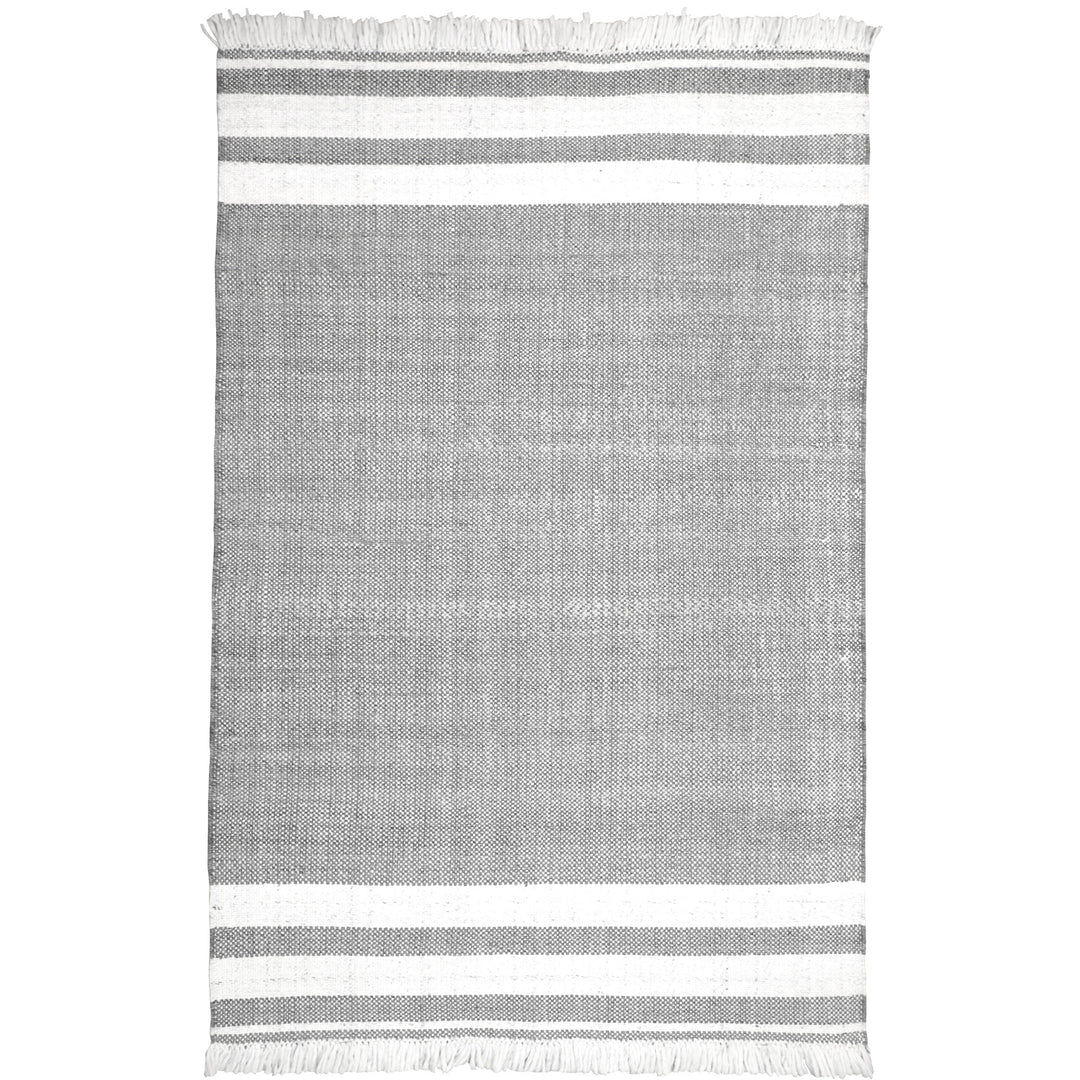 8' x 10' Gray Striped Handmade Stain Resistant Non Skid Indoor Outdoor Area Rug