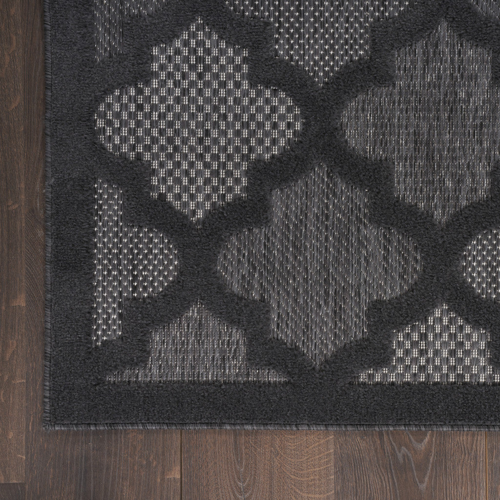 9' X 12' Black Geometric Flatweave Area Rug