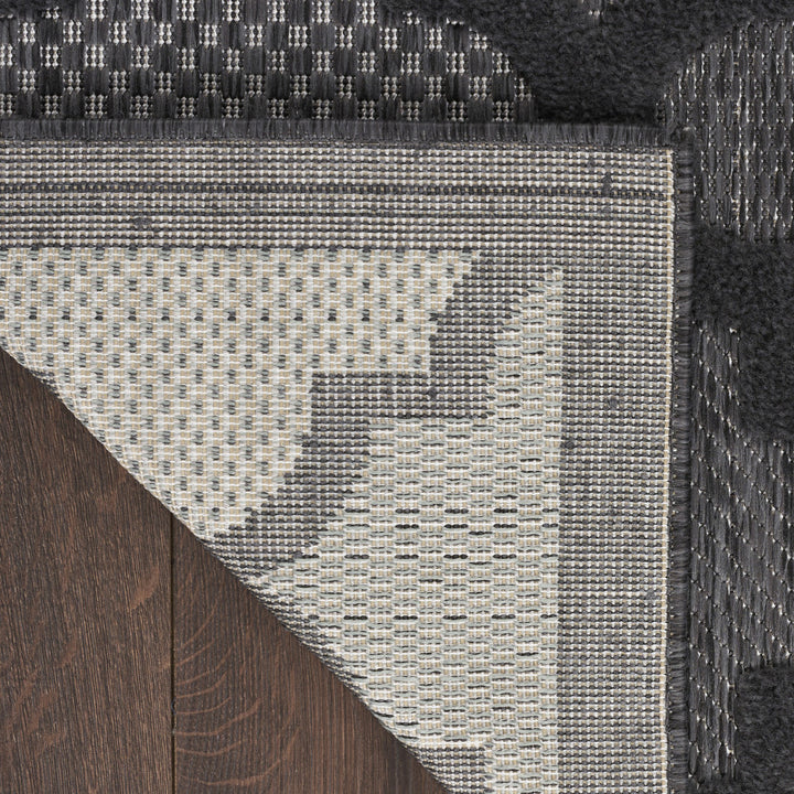 9' X 12' Black Geometric Flatweave Area Rug