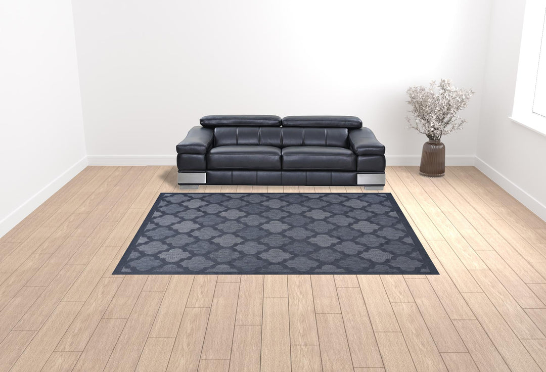 9' x 12' Navy Blue Geometric Flatweave Area Rug