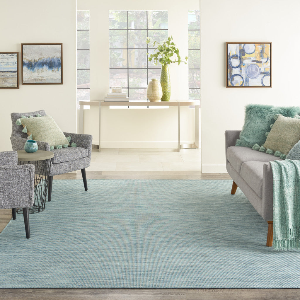 8' X 10' Aqua Power Loom Area Rug