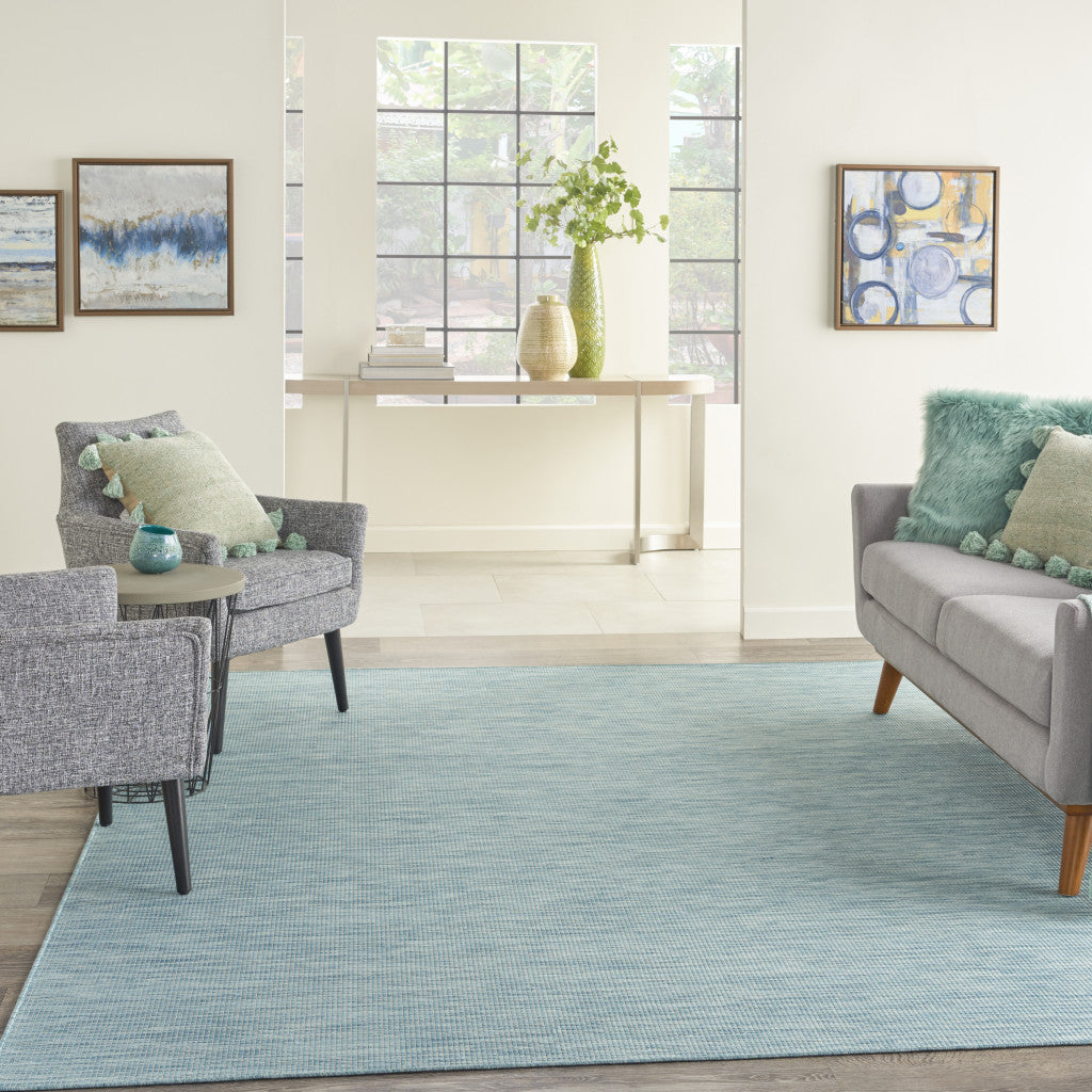 8' X 10' Aqua Power Loom Area Rug