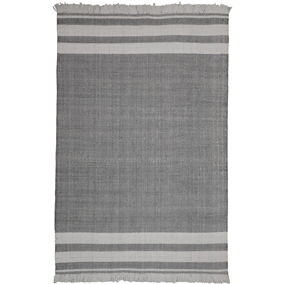 9' x 12' Gray Striped Handmade Stain Resistant Non Skid Indoor Outdoor Area Rug