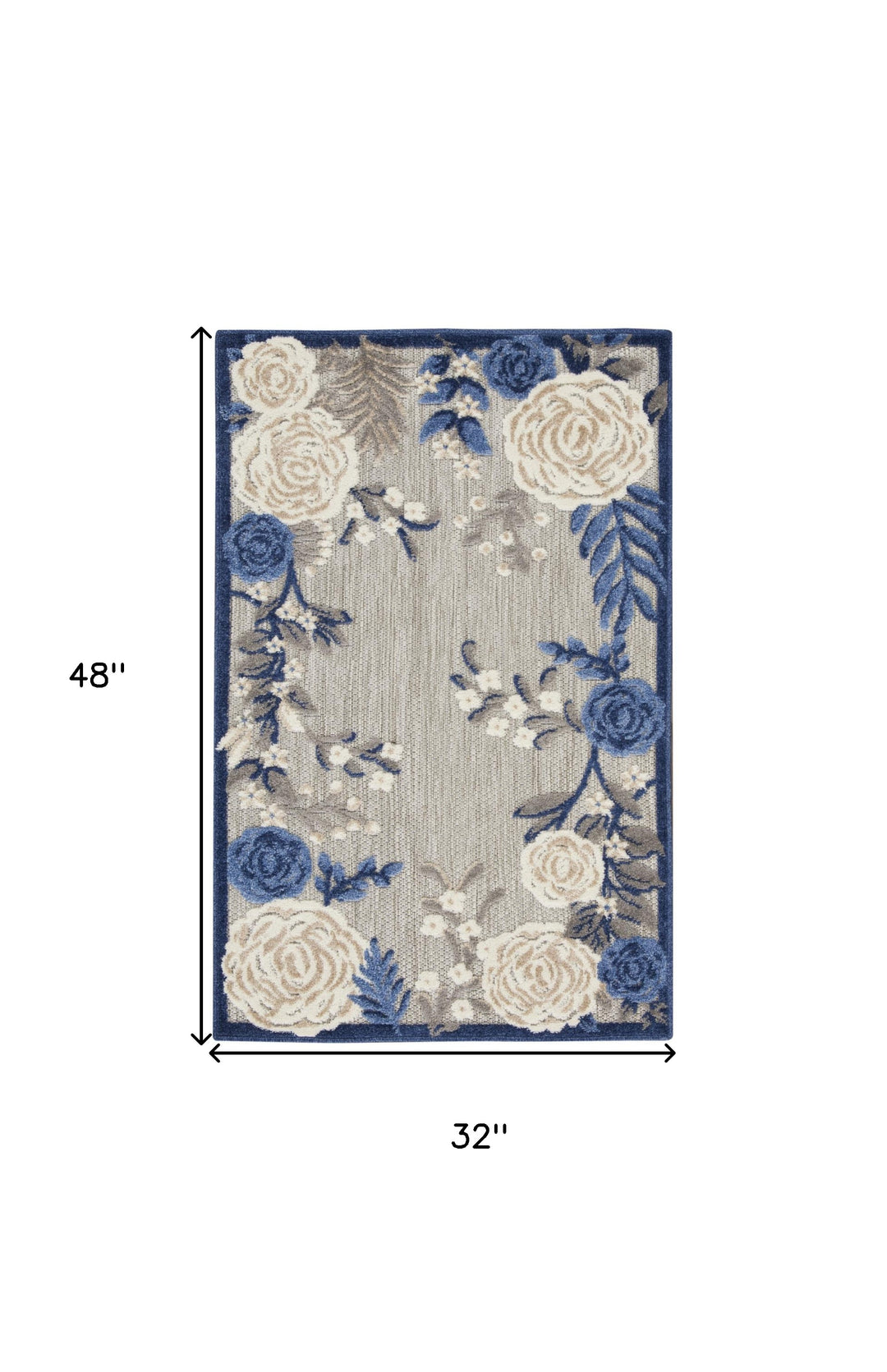 3' X 4' Blue and Orange Floral Power Loom Area Rug