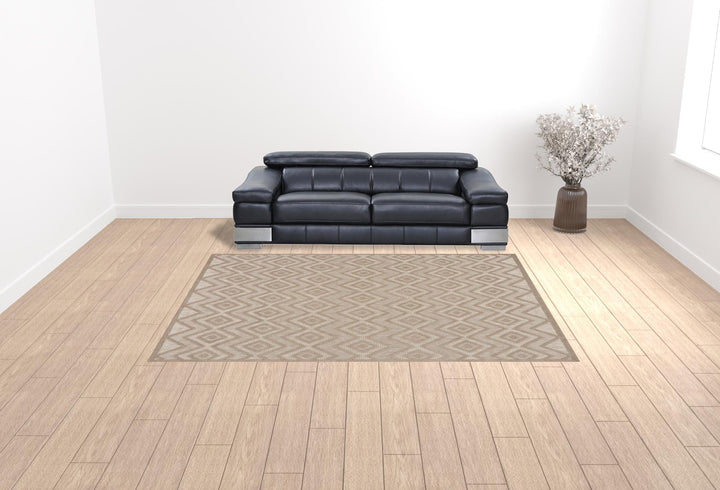 9' x 12' Beige Geometric Flatweave Area Rug