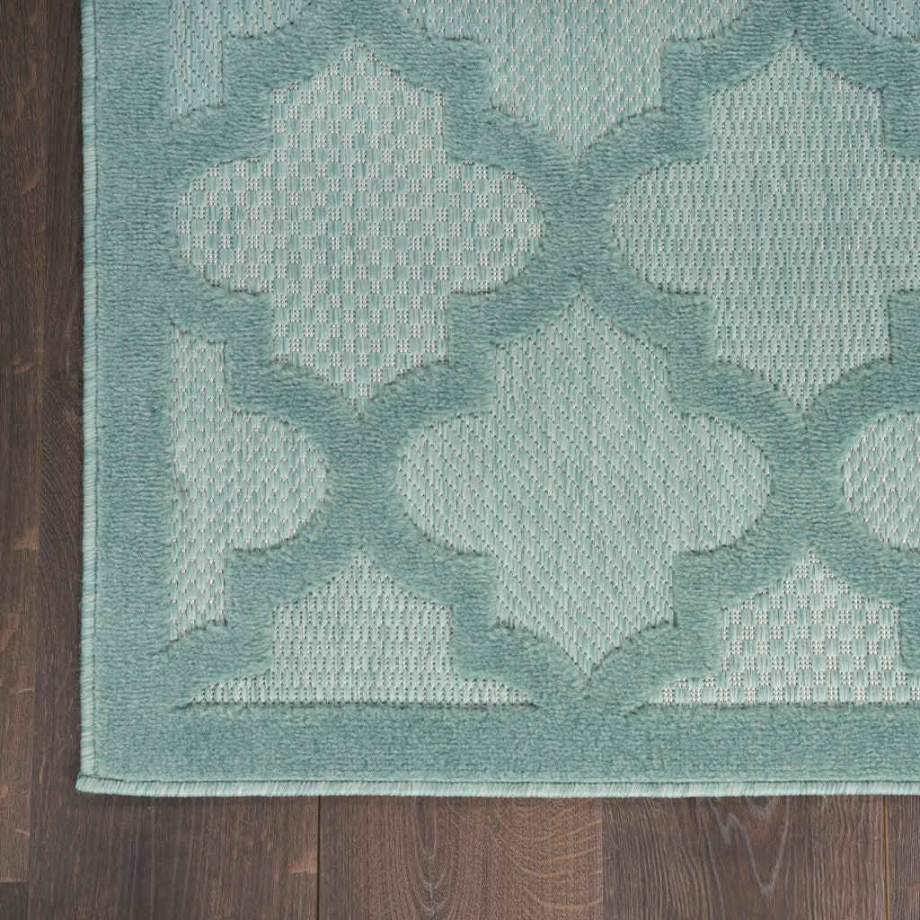 9' x 12' Aqua Geometric Flatweave Area Rug