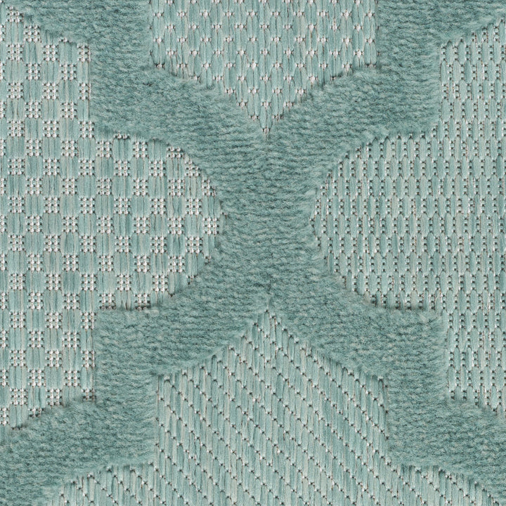 9' x 12' Aqua Geometric Flatweave Area Rug