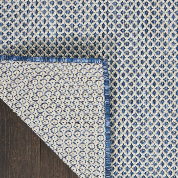 8' Blue Square Geometric Power Loom Area Rug