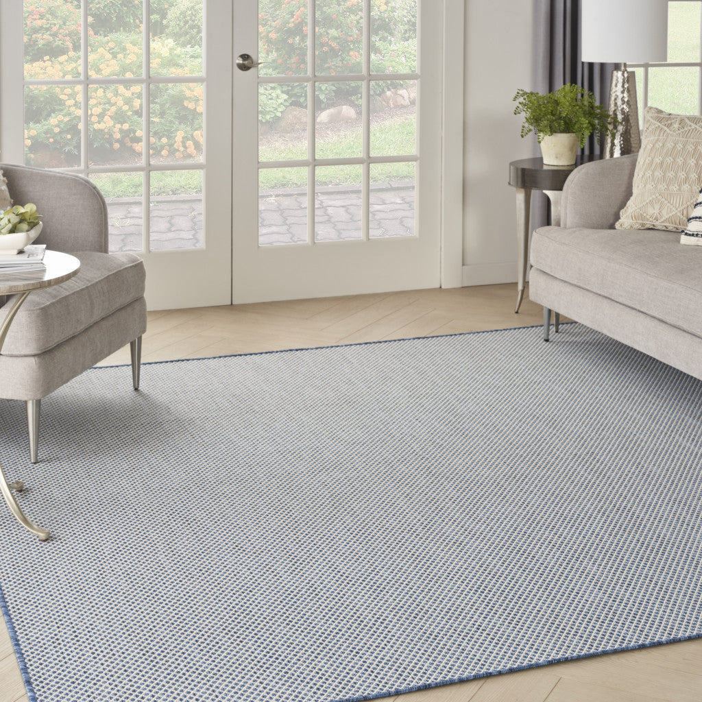 8' Blue Square Geometric Power Loom Area Rug