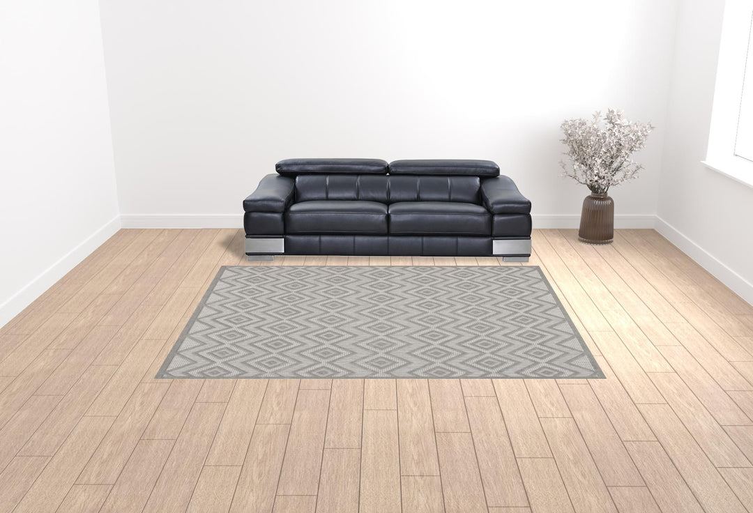 9' x 12' Gray Geometric Flatweave Area Rug