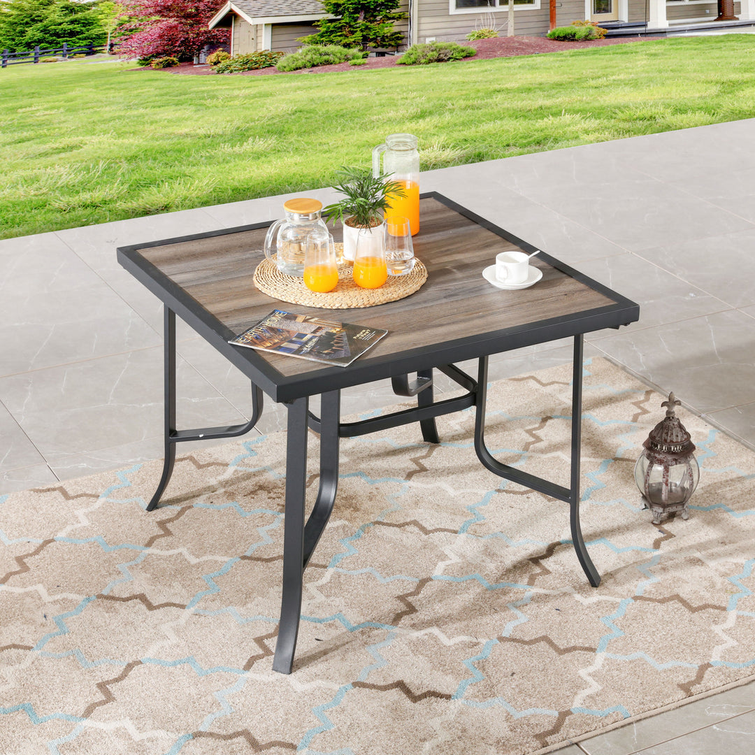 35" Brown and Black Square Metal Outdoor Dining Table