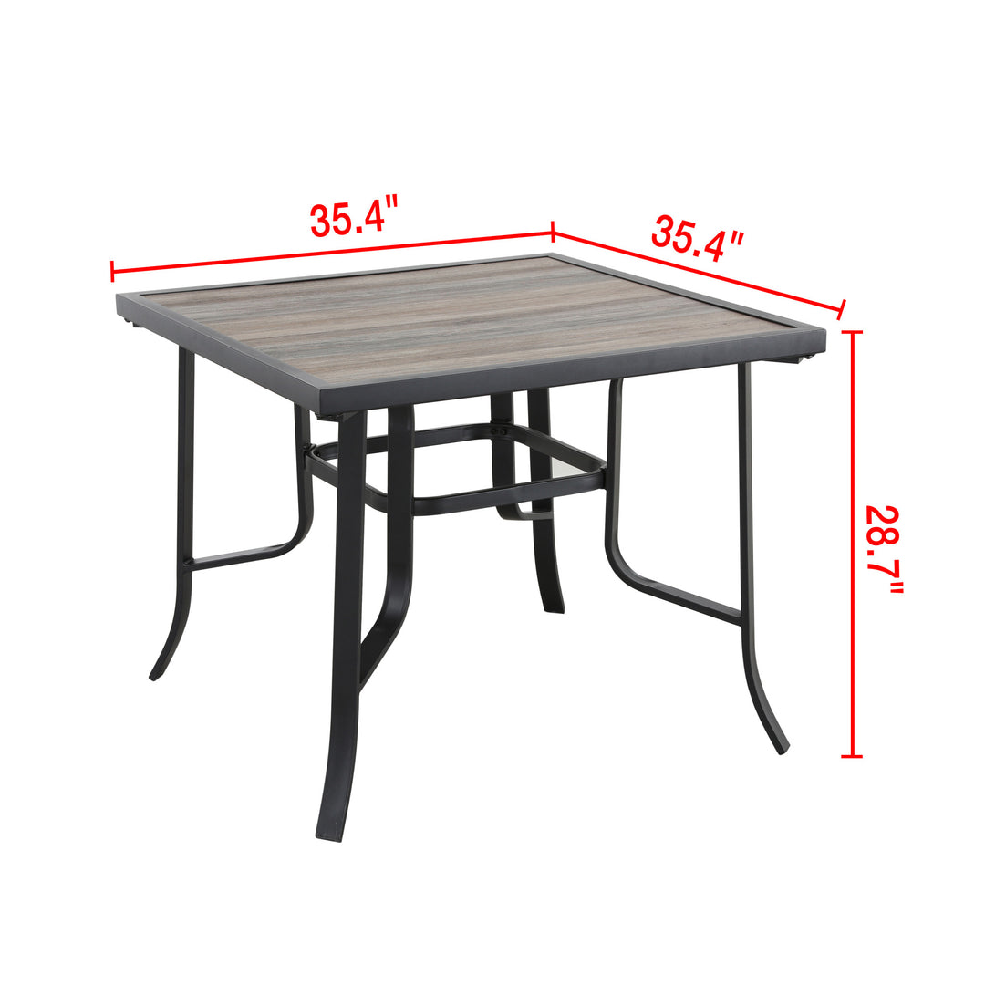 35" Brown and Black Square Metal Outdoor Dining Table