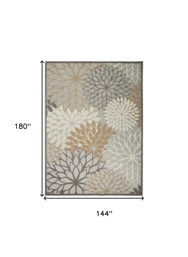 12' x 15' Natural Floral Power Loom Area Rug