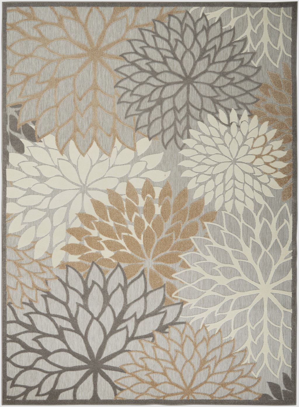 12' x 15' Natural Floral Power Loom Area Rug