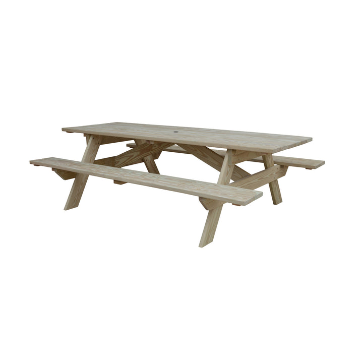 Beige Solid Wood Outdoor Picnic Table Umbrella Hole