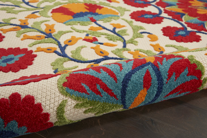 10' x 14' Red Floral Power Loom Area Rug