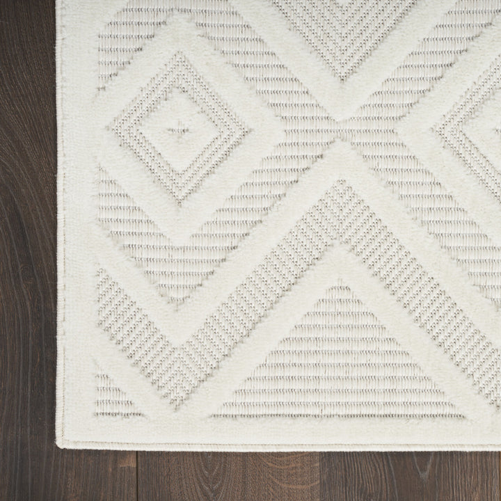 9' x 12' Cream Geometric Flatweave Area Rug