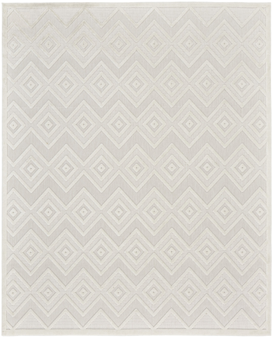 9' x 12' Cream Geometric Flatweave Area Rug