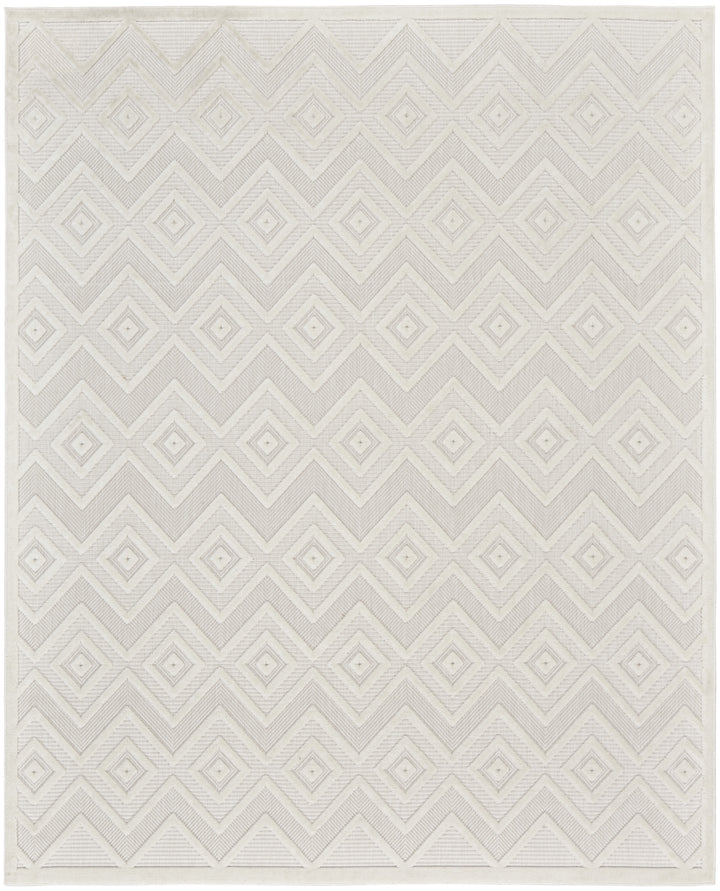 9' x 12' Cream Geometric Flatweave Area Rug