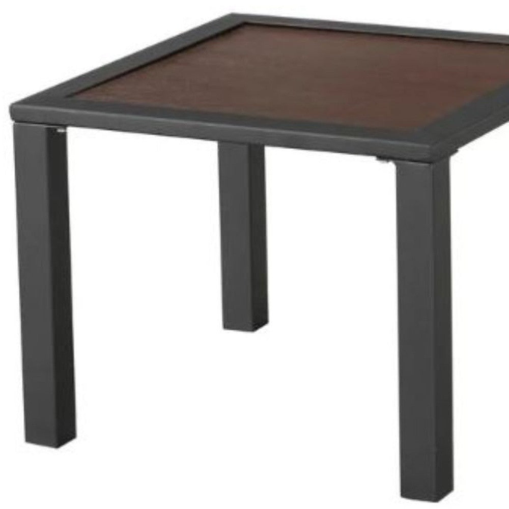 21" Brown and Black Square Metal Outdoor Side Table