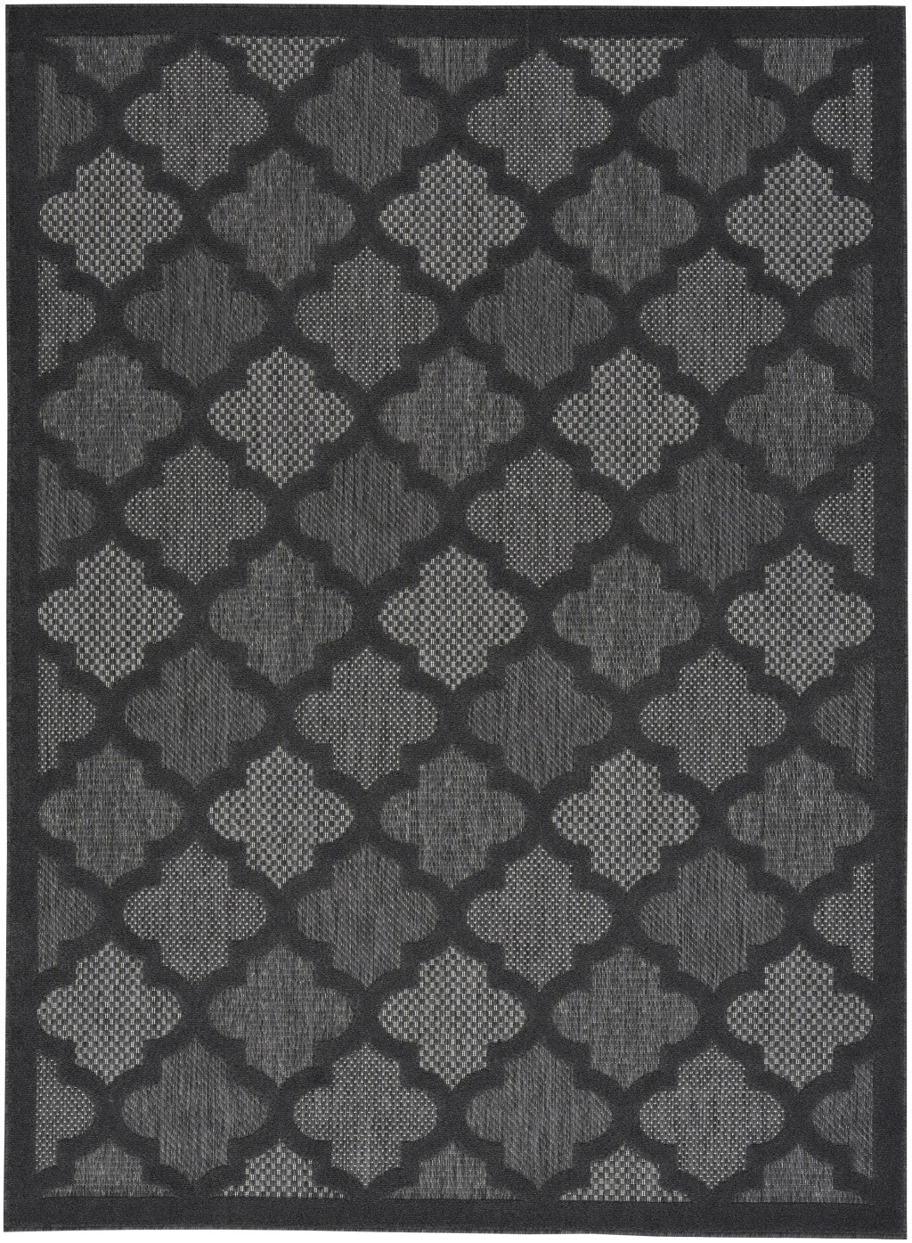 6' x 9' Black Geometric Flatweave Area Rug