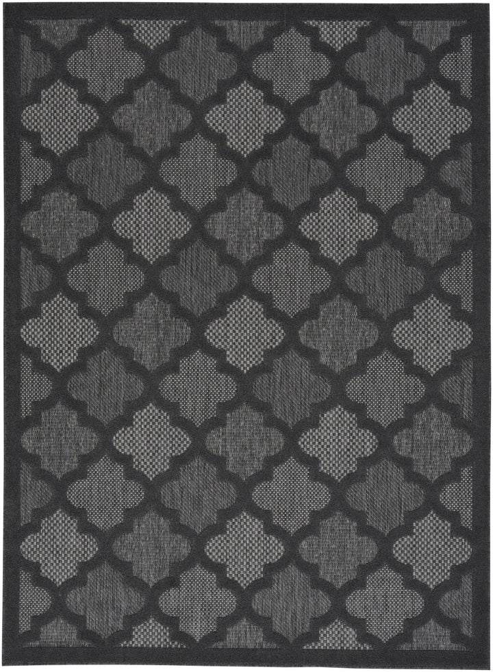 6' x 9' Black Geometric Flatweave Area Rug