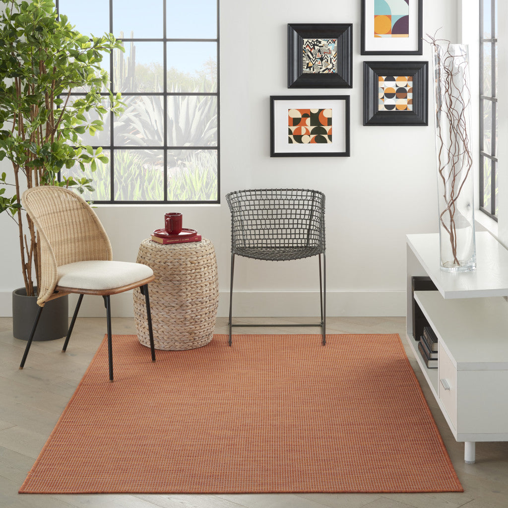 5' X 7' Rust Power Loom Area Rug