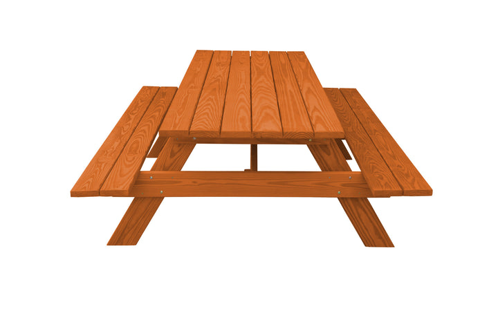 94" Redwood Solid Wood Outdoor Picnic Table