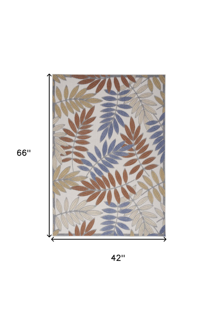 4' X 6' Cream Floral Power Loom Area Rug