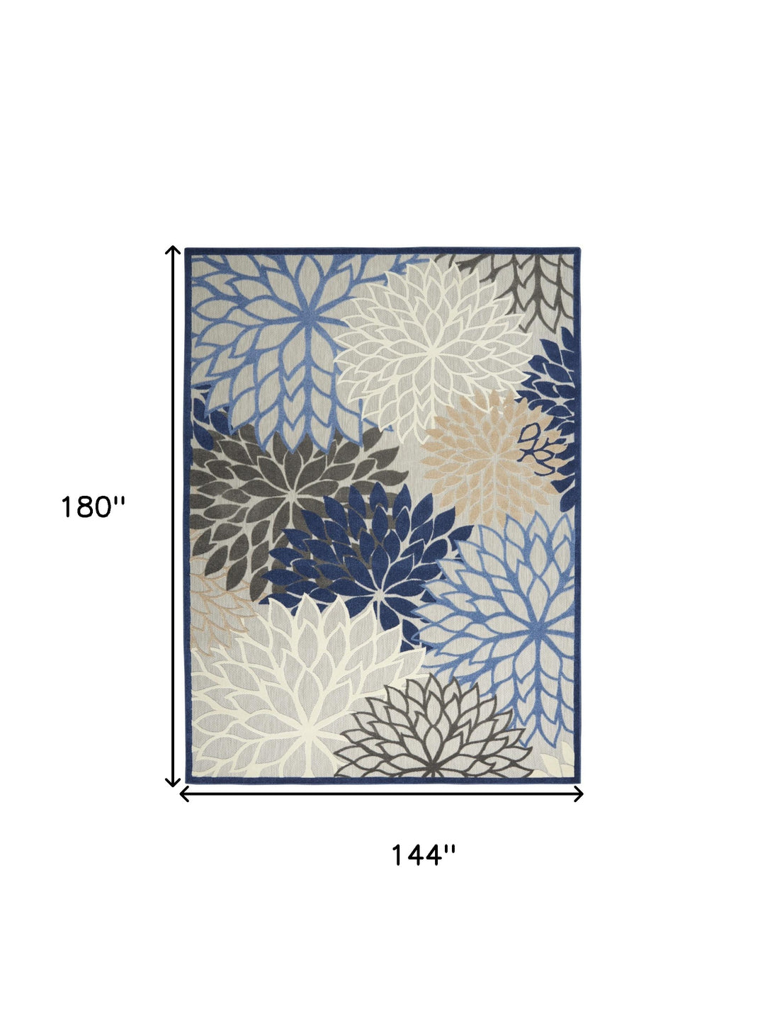 12' x 15' Blue Floral Power Loom Area Rug