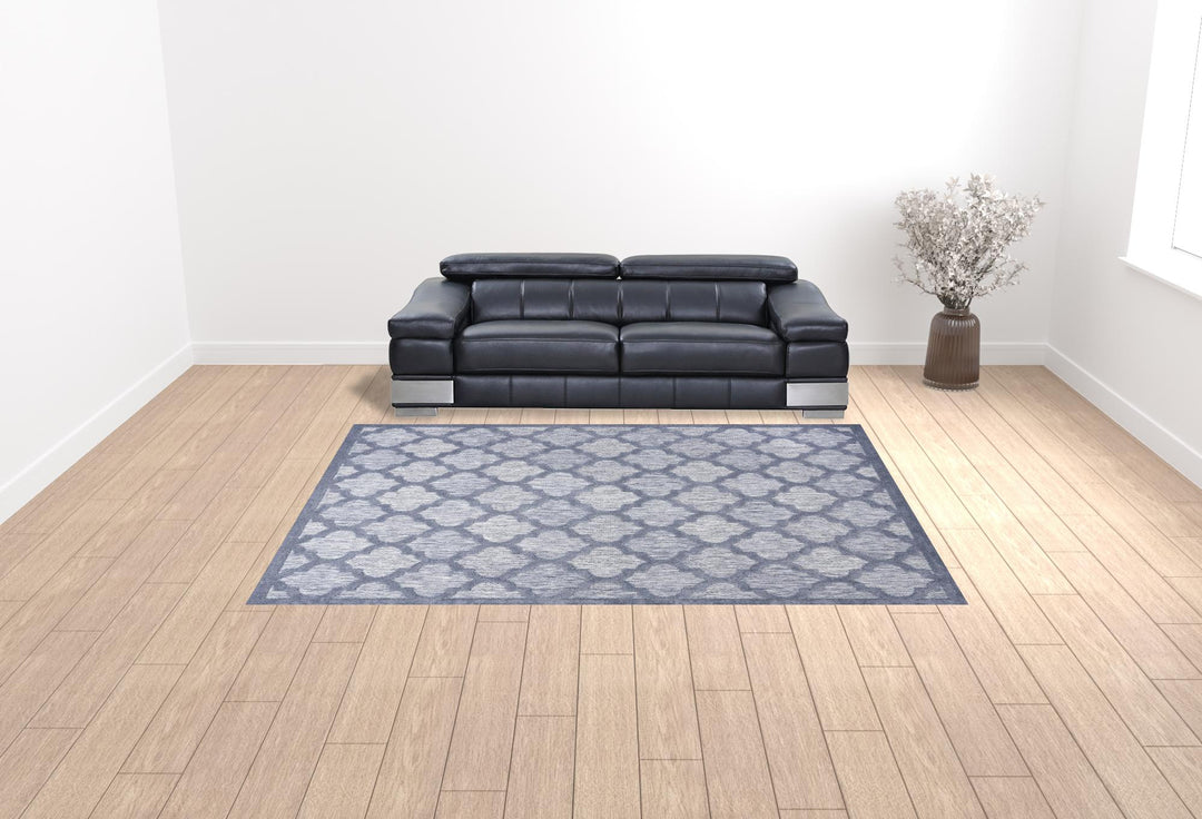 9' x 12' Blue Geometric Flatweave Area Rug