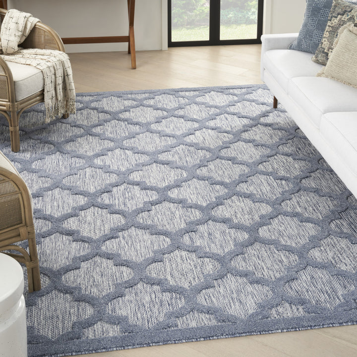 9' x 12' Blue Geometric Flatweave Area Rug