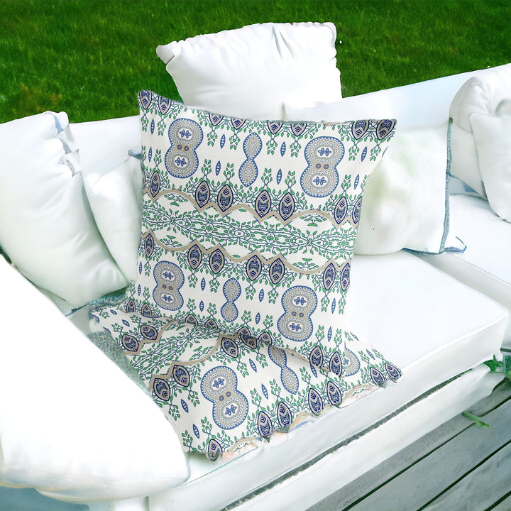 Set of Two 16" X 16" Off White Blown Seam Abstract Indoor Outdoor Throw Pillow