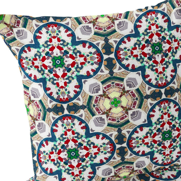 Set of Two 16" X 16" Green and White Blown Seam Floral Indoor Outdoor Throw Pillow