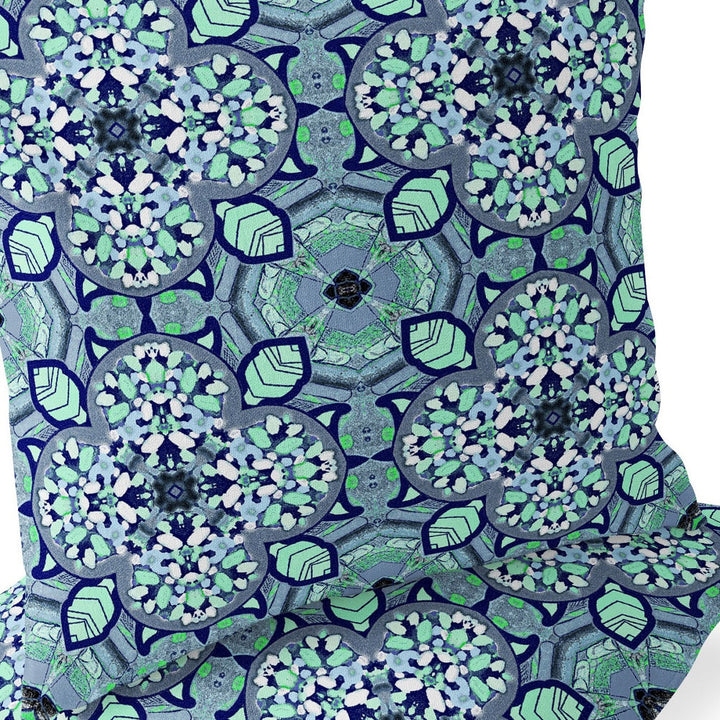 Set of Two 16" X 16" Blue and Green Blown Seam Floral Indoor Outdoor Throw Pillow