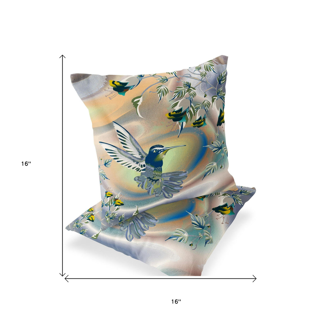 Set of Two 16" X 16" Yellow Bird Blown Seam Indoor Outdoor Throw Pillow