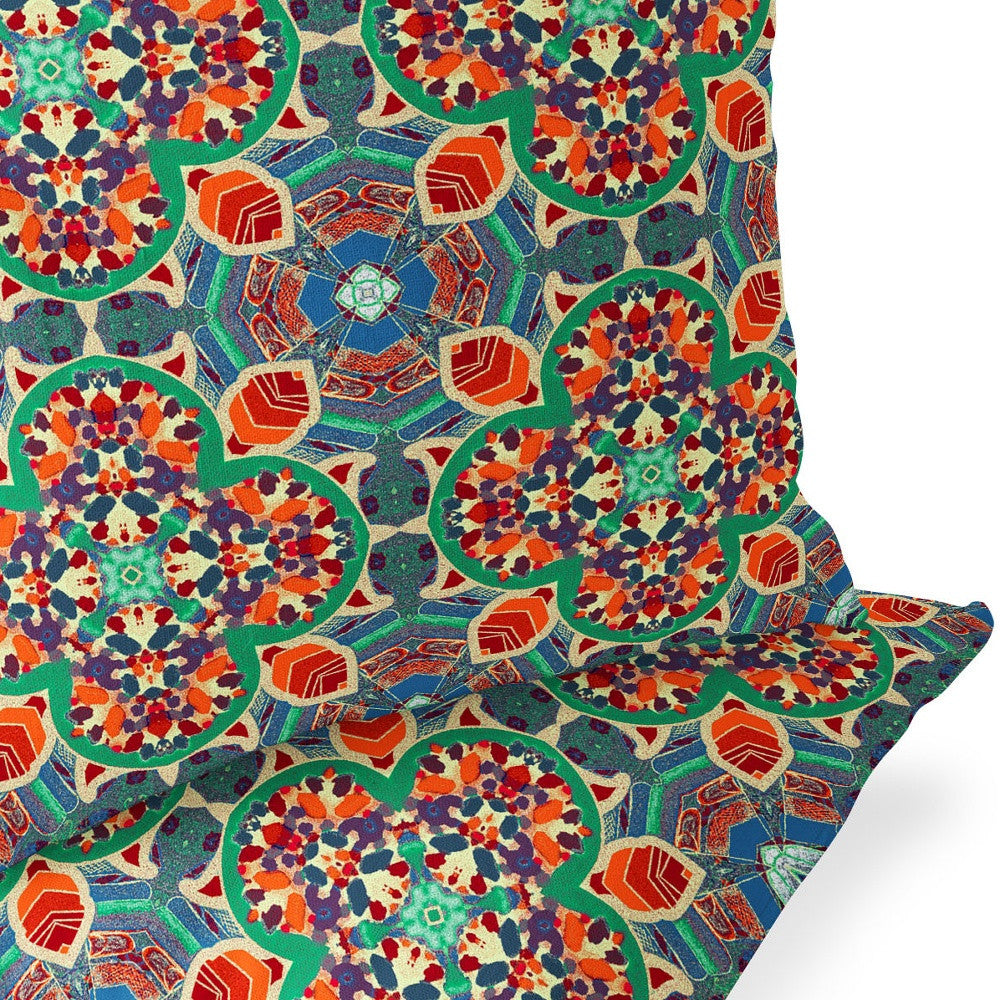 Set of Two 16" X 16" Blue and Orange Blown Seam Floral Indoor Outdoor Throw Pillow