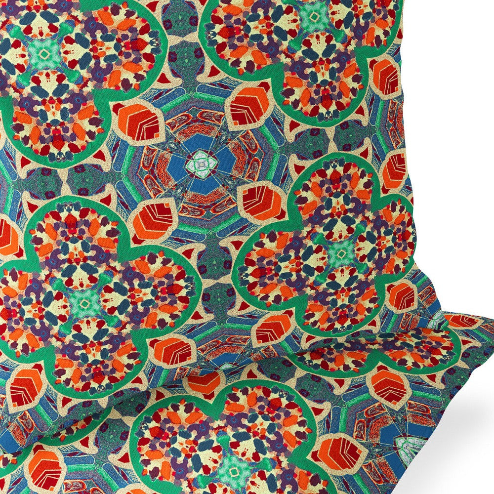 Set of Two 16" X 16" Blue and Orange Blown Seam Floral Indoor Outdoor Throw Pillow