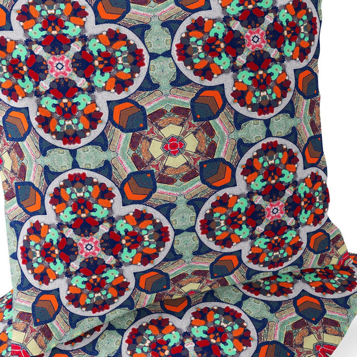 Set of Two 16" X 16" Blue and Orange Blown Seam Floral Indoor Outdoor Throw Pillow