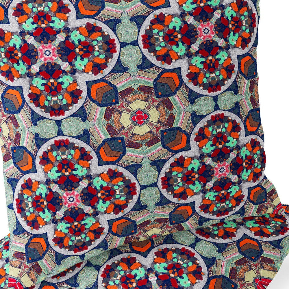 Set of Two 16" X 16" Blue and Orange Blown Seam Floral Indoor Outdoor Throw Pillow