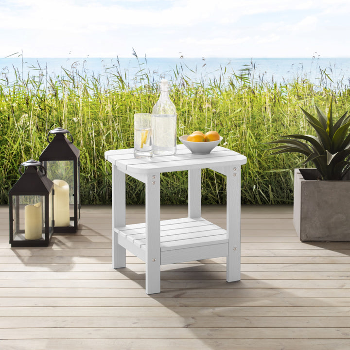 15" White Plastic Outdoor Side Table