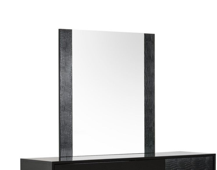 41" Black Mdf And Glass Mirror