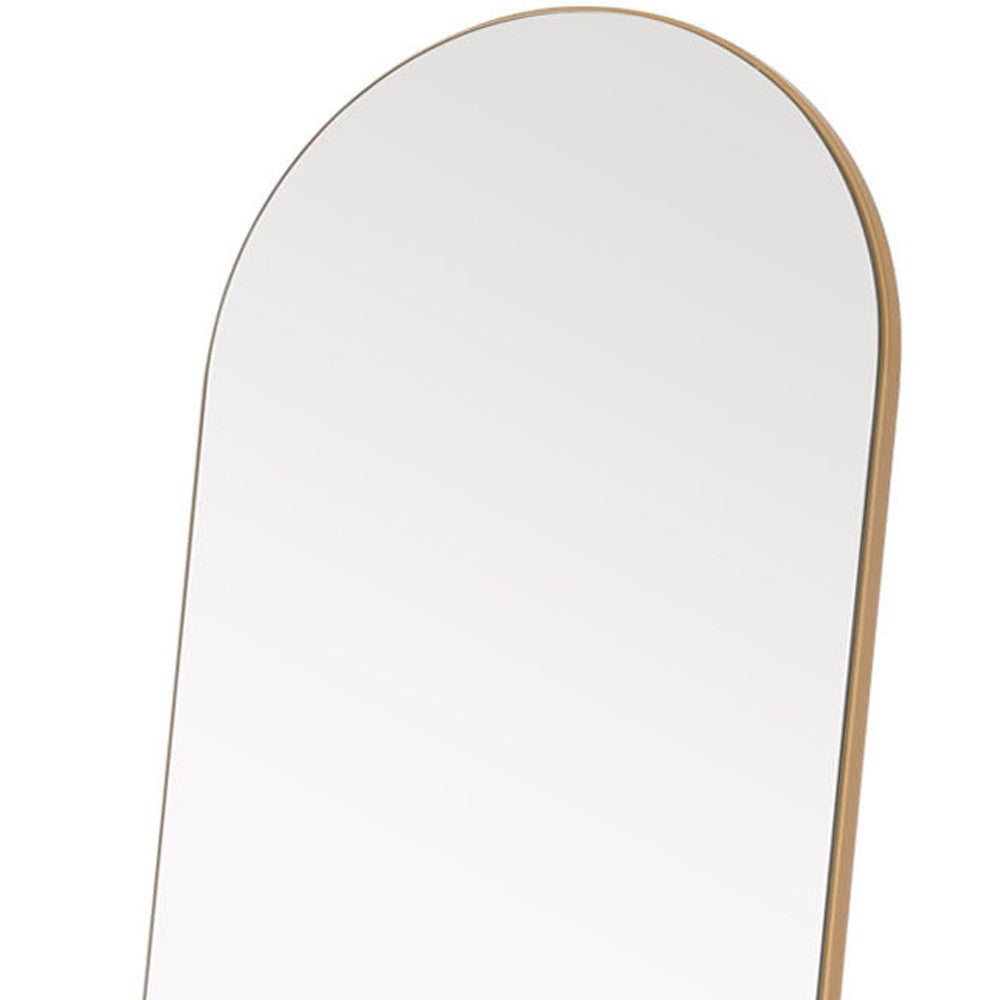 Narrow Gold Arched Wooden Mirror