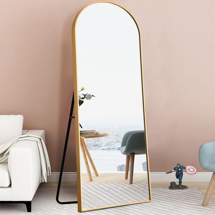 71" Gold Arch Metal Framed Full Length Standing Mirror