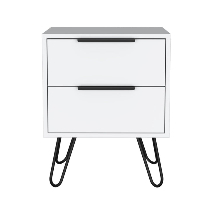 22" White Two Drawer Nightstand