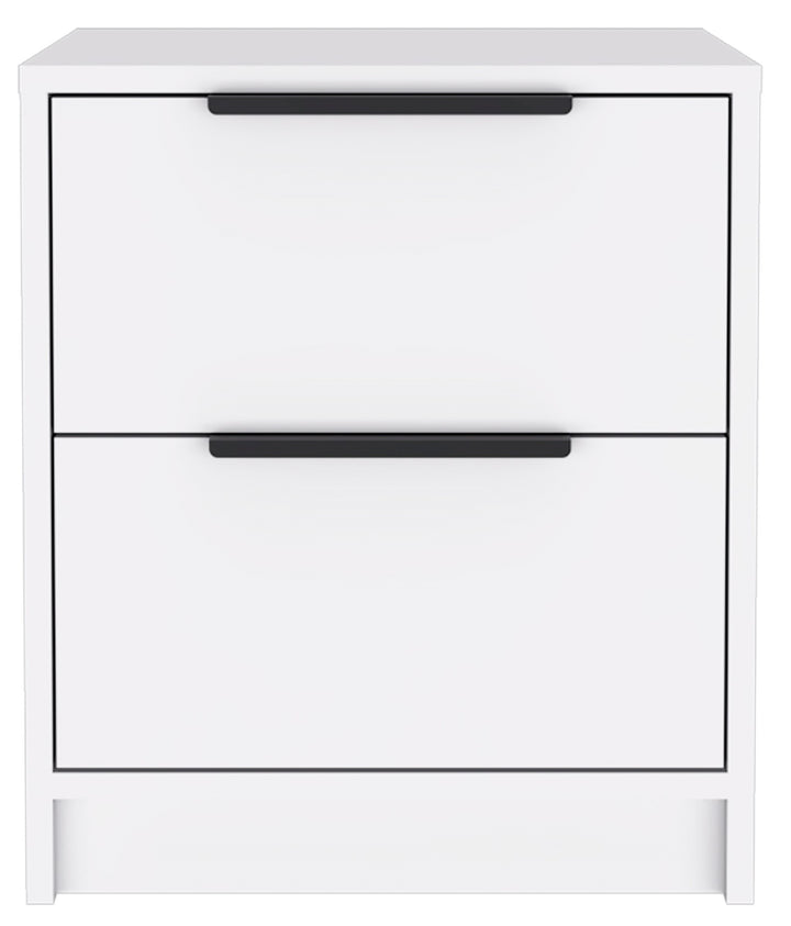 Stylish White Two Drawer Nightstand