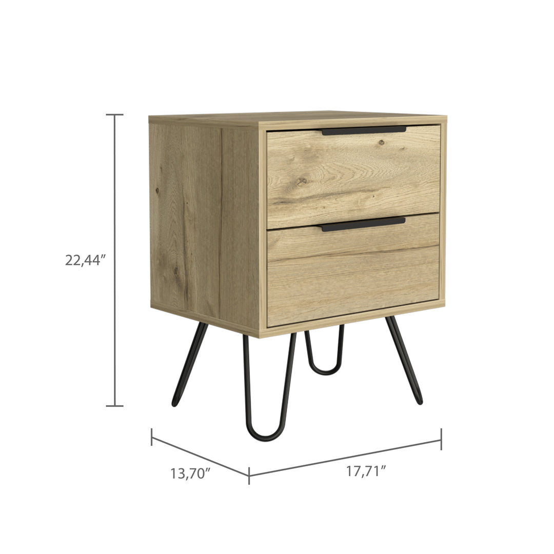 22" Light Oak Two Drawer Nightstand