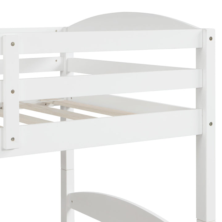 White Twin Contemporary Manufactured Wood and Solid Wood Bunk Bed