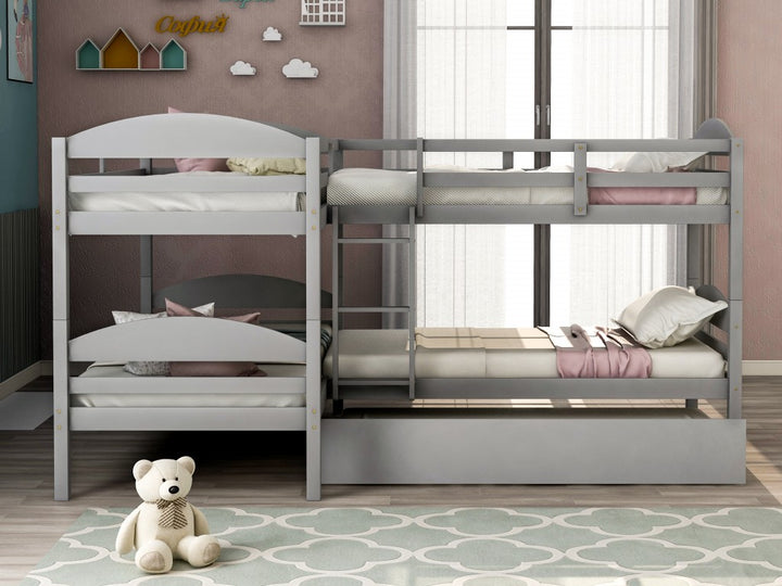 Gray Twin Contemporary Manufactured Wood and Solid Wood Bunk Bed